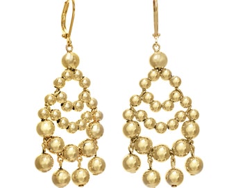 Designer earrings, designer jewelry, gold beaded earrings, statement chandelier earrings, date night jewelry, date night earrings, gold bead