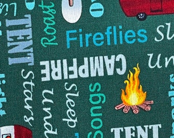 Camping Fabric - Beneath The Stars - Campsite Words - CAMP-56