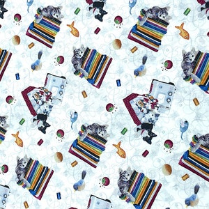 Cats and Fabrics - Quilted Kitties - Cat Fabric - Cotton Fabric - CAT-137