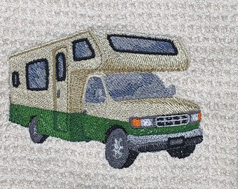 Motor Home Towel - RV Towel -  Hand Towel - Dish Towel - Microfiber Towel - Cream Towel - Embroidered Towel