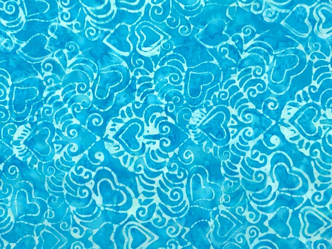 Batik Funky Blue Heart Batik Fabric - Funky 70's Waterfall - BATIK-53 - Etsy