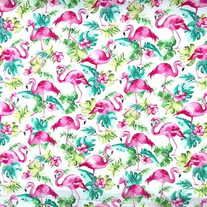 Flamingo Fabric - Watercolor Flamingoes - Bird Fabric - BIRD-25