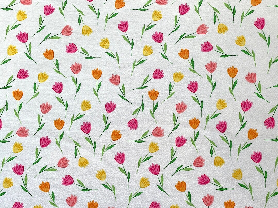 Pink, Yellow and Orange Tiny Tulips - Cotton Fabric - FL-344 - Etsy