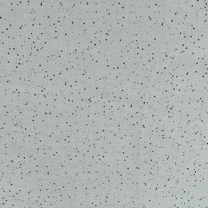 May include: A close-up of a light gray fabric with a subtle texture and a scattered pattern of small black dots.