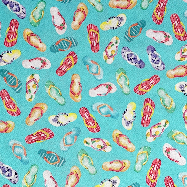 Flip Flop Fun Turquoise - Flip Flop Fabric - MISC-138