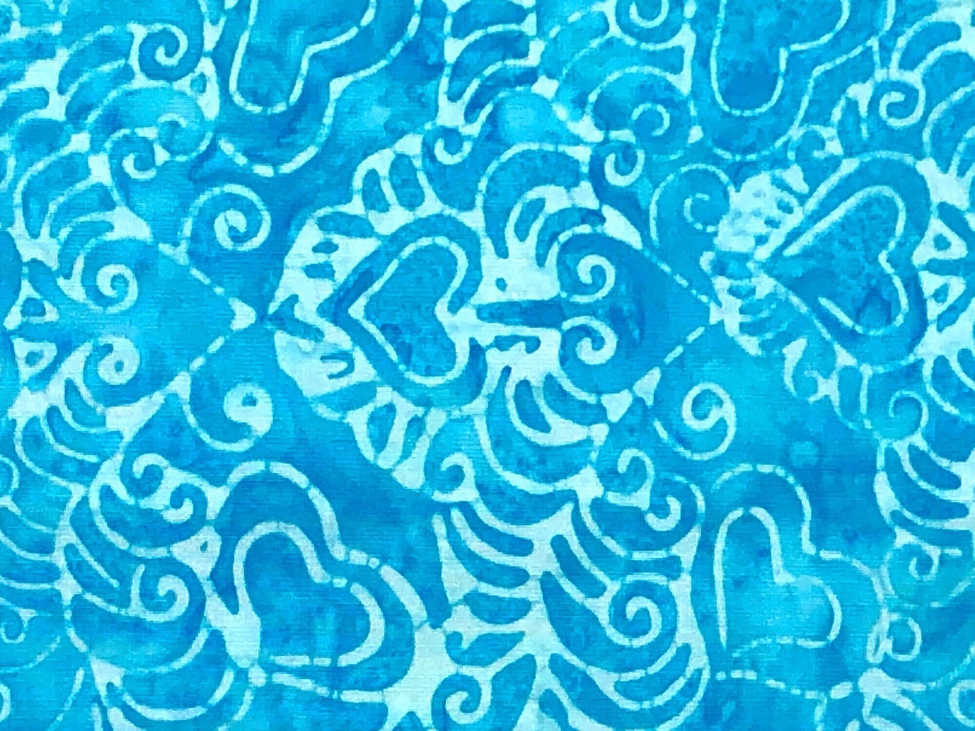 Batik Funky Blue Heart Batik Fabric - Funky 70's Waterfall - BATIK-53 - Etsy