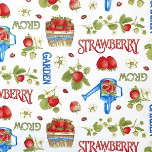 Strawberry Garden - Strawberry Fabric - Fruit Fabric - FRUIT-43