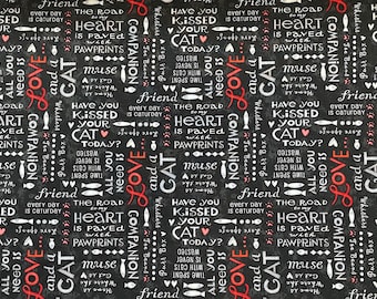 Cat Fabric - All you need is Love and a Cat - CAT-128
