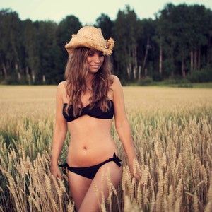 MUKU handmade low rise side tie bandeau bikini set