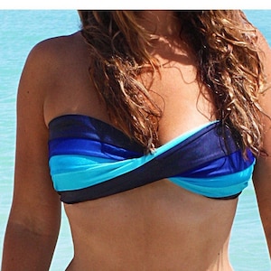 OCEAN handmade twisted bandeau blue bikini top