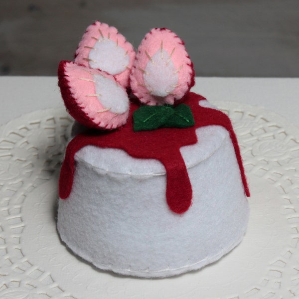 Felt Vanilla Panna Cotta- Felt sweet, play food, tea party, cute deco