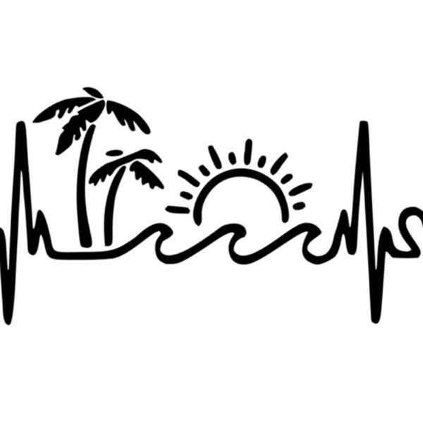 Palm Trees, Beach and Love Decal | Beach Decal | Sand Decal | Beach and Sand Decal | Palmetto Tree Decal | Beach with Sand and Palm Tree