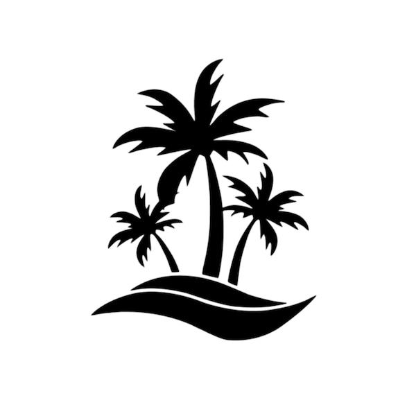 Palm Trees and Beach Decal | Beach Decal | Sand Decal | Beach and Sand Decal | Palmetto Tree Decal | Beach with Sand and Palm Tree