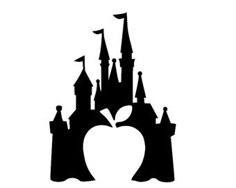 Disney Cinderella Castle with Apple Vinyl Decal Sticker Teacher