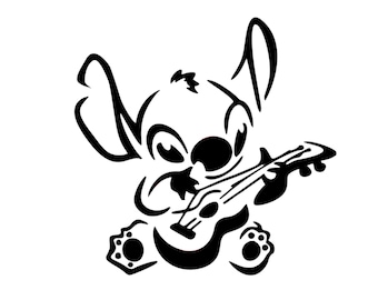 Stitch with Guitar Decal | Disney Stitch Decal | Disney Stitch Sticker | Disney Stitch Vinyl Decal Disney | Stitch Car Window Decal