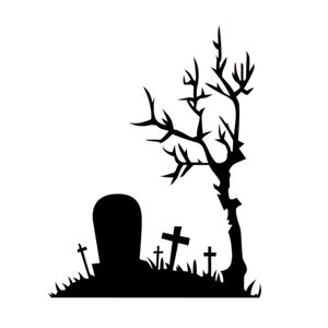 Creepy Graveyard Decal Halloween Decal Graveyard Sticker Holiday Decal ...