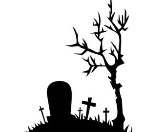 Creepy Graveyard Decal | Halloween Decal | Graveyard Sticker | Holiday Decal | Creepy Halloween Decal | Holiday Sticker | Haunted Decal