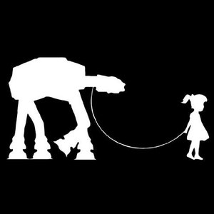 AT-AT Star Wars Decal | Disney At-At Decal | Girl with AT-At Sticker | Disney Pet At-At Vinyl Decal | Disney Vinyl | At-At Sticker