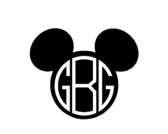 Mickey Mouse Head with Monogram Decall | Disney Decal | Disney Mickey Mouse Sticker | Disney Mickey Mouse Vinyl Decal | Disney Mickey Mouse