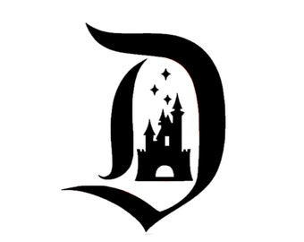 Disney Monogram D Initial with Castle and Stars Vinyl Decal Sticker