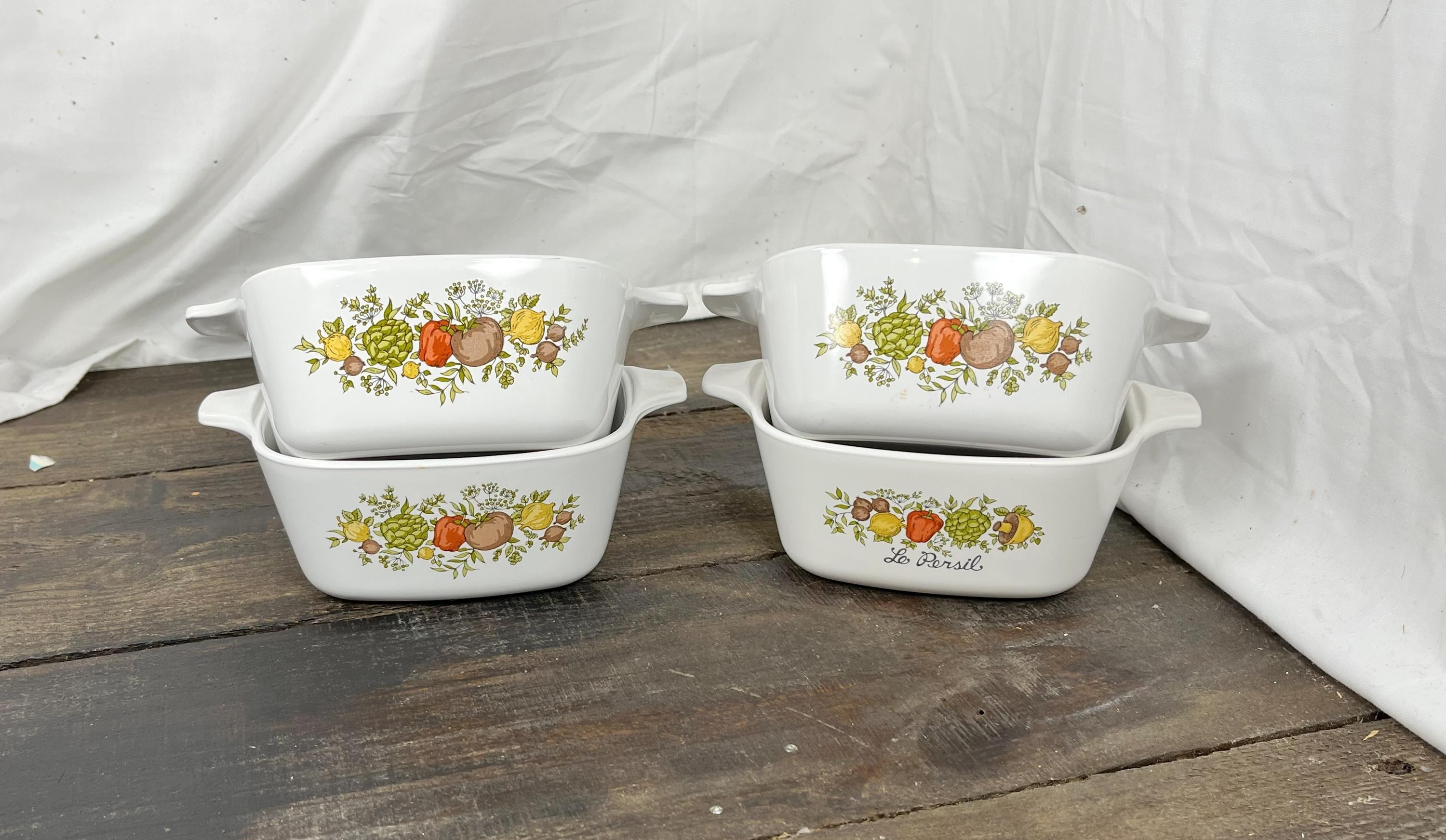 VINTAGE Set of Four Corning Ware Spice of Life P-43-B 2 3/4 Cup Casserole Dish