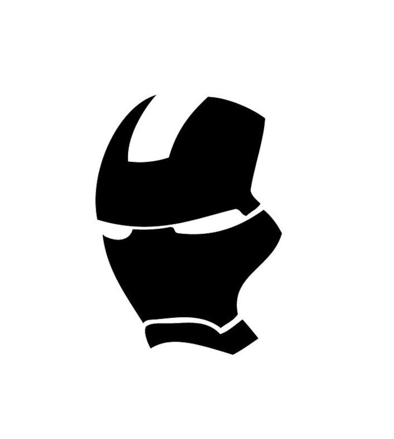 May include: Black and white silhouette of a superhero mask with a stylized design.