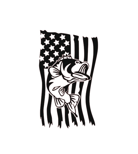 American Flag Fish Decal Fish Decal Fish Sticker Etsy