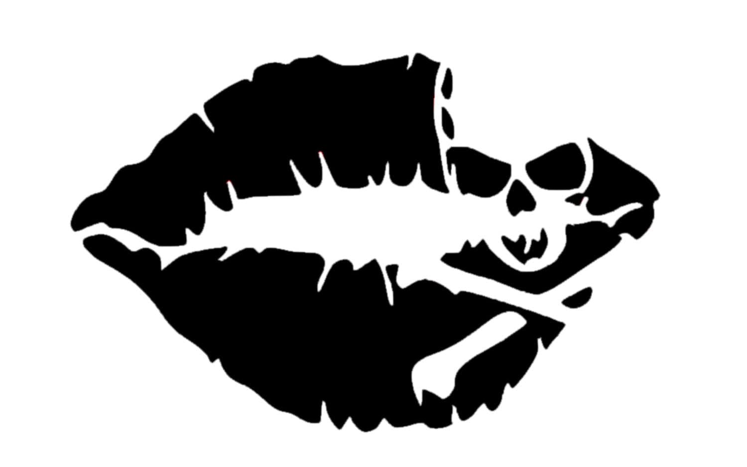 Lips With Skull Decal Skull Decal Lips Sticker Vinyl Etsy