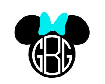 Minnie Mouse Head with Monogram and Bow Disney Vinyl Decal Sticker