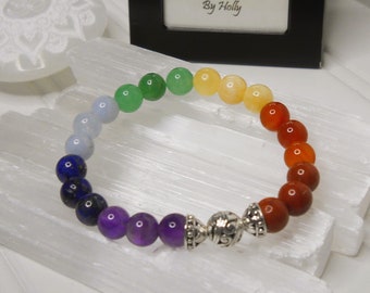 Chakra Gemstone Bead Bracelet / Stretch Bracelet w/ 8mm Chakra Healing Gemstone Beads / Chakra Bracelet / Yoga Bracelet / Chakra Balancing