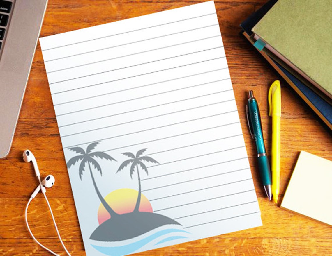 Printable beach stationery / Personal Stationery Set / Name | Etsy