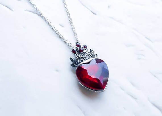 Items similar to Ruby Heart Necklace - Queen of Hearts ...