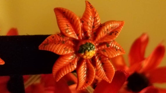 Vintage Orange bakelike Clip on Earrings