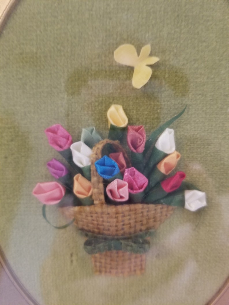 Flowers n Fluttering Buttergly Decoupage Vintage Decoupage..Framed Floral Decoupage Signed