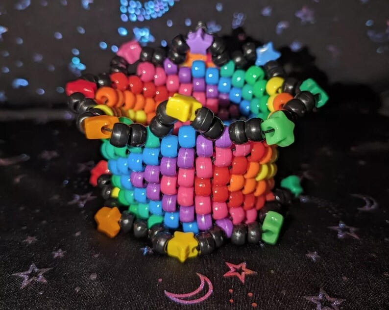 Scb Rave Mario Rainbow Star Kandi Cuff Bracelet Stretch EDM EDC Rave Festival - Etsy