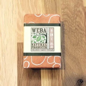 Cedarwood Sage Botanical Bar Soap, 3-in-1 Bar soap, palm oil free soap, vegan soap, bar soap handmade in USA.