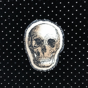 Handmade Iron-On Front Facing Sketchy Skull Patch