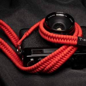 Correa de cuello fina para cámara Kazami, correa de hombro de paracord trenzado a mano. 100 cm / Rojo pasión