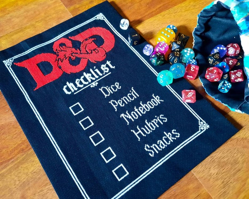 D/&D Roleplay Checklist Cross Stitch Pattern