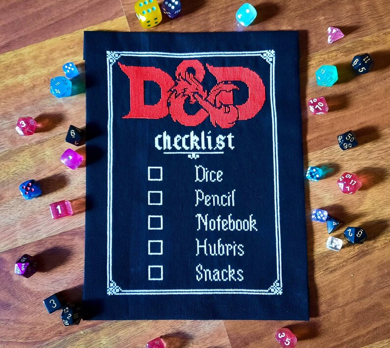 D/&D Roleplay Checklist Cross Stitch Pattern