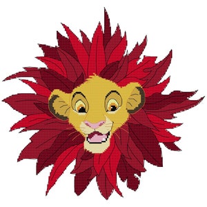 Lion King Simba Leaf Mane Cross Stitch Pattern