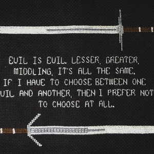 Evil is Evil The Witcher Quote Cross Stitch Pattern