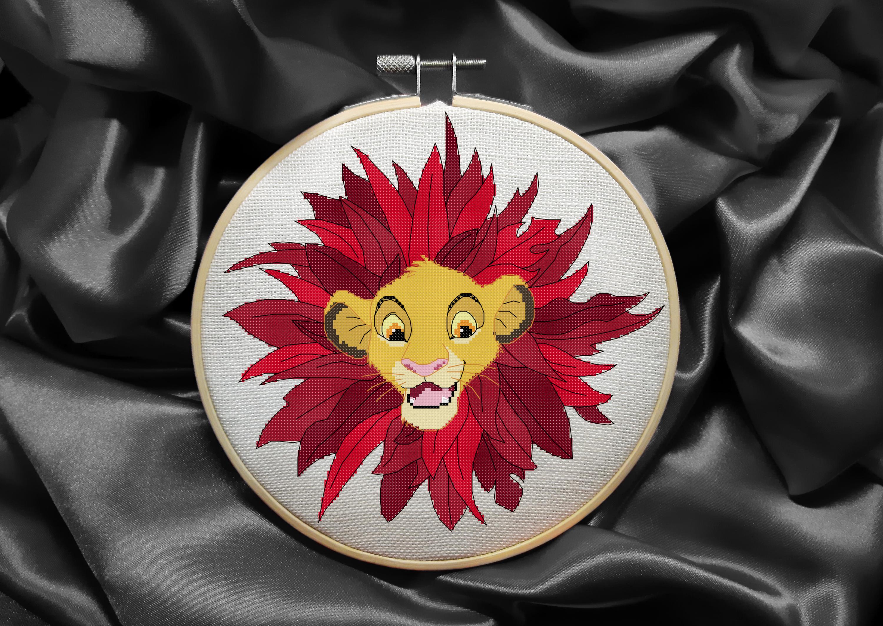 ライオンキング シンバの葉っぱのたてがみのクロスステッチパターン