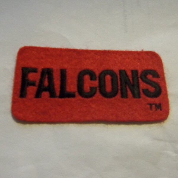 NFL Atlanta Falcons 3.5" by1.75" Name Embroidered Black on Red Felt Iron On Patch