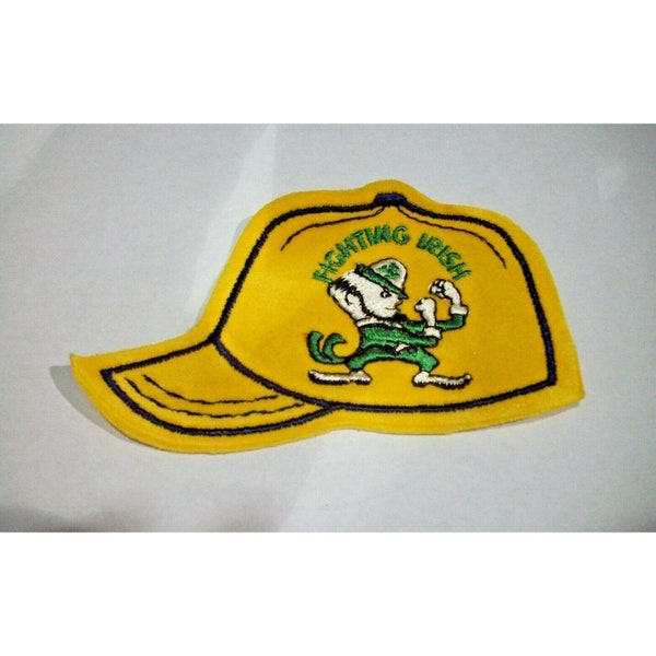 NCAA Notre Dame FIGHTING IRISH Logo on 4.75"x3" Velour Hat Shaped Iron-on Patch