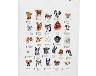 Alphabet of Cats Tea Towel 100/% Cotton Hand Kitchen Towel Cat Breeds A to Z