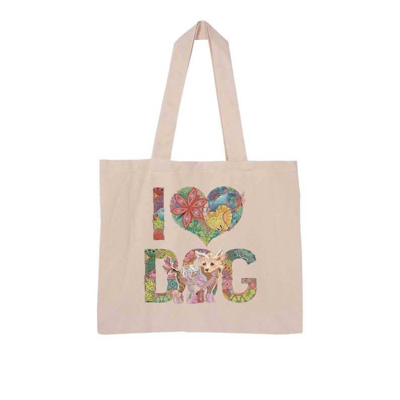 Dog Love Large Organic Tote Bag