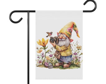 Photographer Gnome Garden & House Banner, Garden Flag