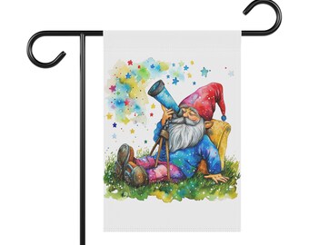 Stargazer Gnome Garden & House Banner, Garden Flag