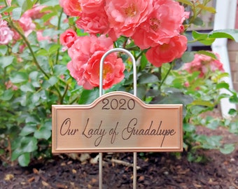 Benutzerdefinierte Laser gravierte Kupfer Pflanze Rose Marker Stakes Gartenzubehör